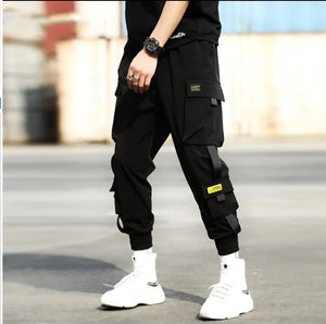 Plain Streetwear Casual Ribbons Cargo Multi-Pockets Pants