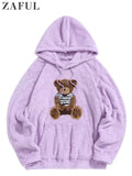 Fluffy Teddy Bear Pattern Hoodies