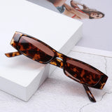 Small Rectangle Cat Eye Women Retro Narrow Frame Sunglasses