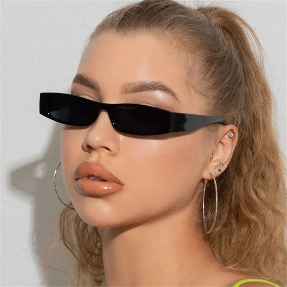 Small Rectangle Cat Eye Women Retro Narrow Frame Sunglasses