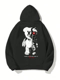 Cartoon Machine Bear Print Oversize Hoodies