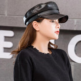 Leather Newsboy Military Hats for Women