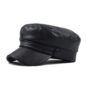 Leather Newsboy Military Hats for Women