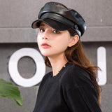 Leather Newsboy Military Hats for Women