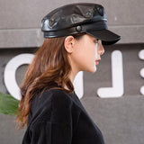 Leather Newsboy Military Hats for Women