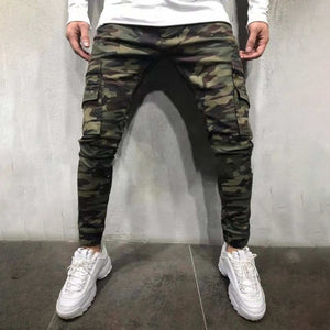 Army Green Camouflage Slim Long Pants