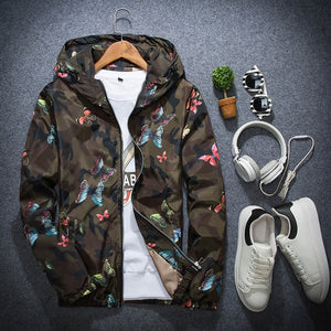 Camouflage Butterfly Print Jacket