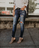 Slim Denim Bleached Ripped Jeans