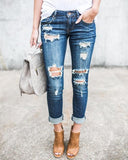 Slim Denim Bleached Ripped Jeans