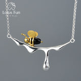 Lotus Fun 18K Gold Bee and Dripping Honey Necklace