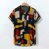 Geometric Print Short Sleeve Button Shirt