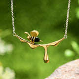 Lotus Fun 18K Gold Bee and Dripping Honey Necklace