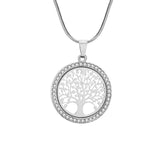 Tree of Life Crystal Round Pendant Necklace