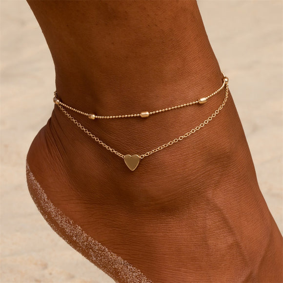 Simple Heart Anklets