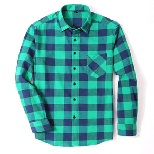 BINJUEMENS Flannel Men's Plaid Slim Fit Shirt