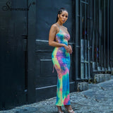 SIMENUAL Tie N Dye Side Slit Dress