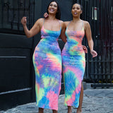 SIMENUAL Tie N Dye Side Slit Dress